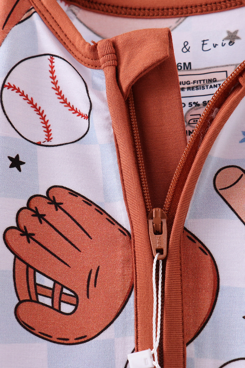 Baseball bamboo romper