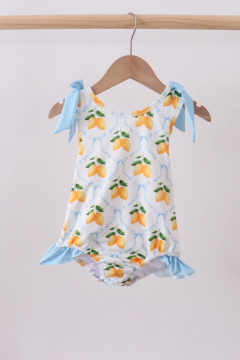Blue bow lemon one-piece swimsuit
