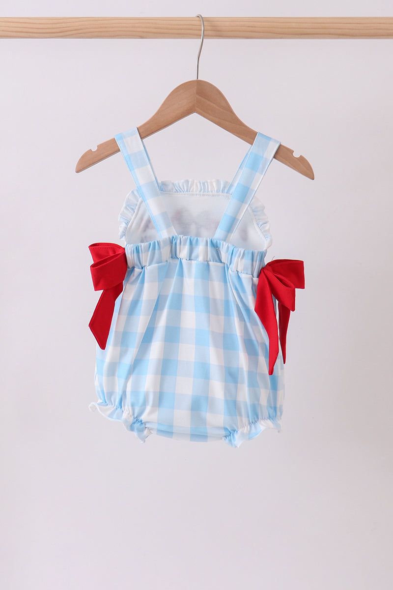 Blue America embroidery gingham bubble