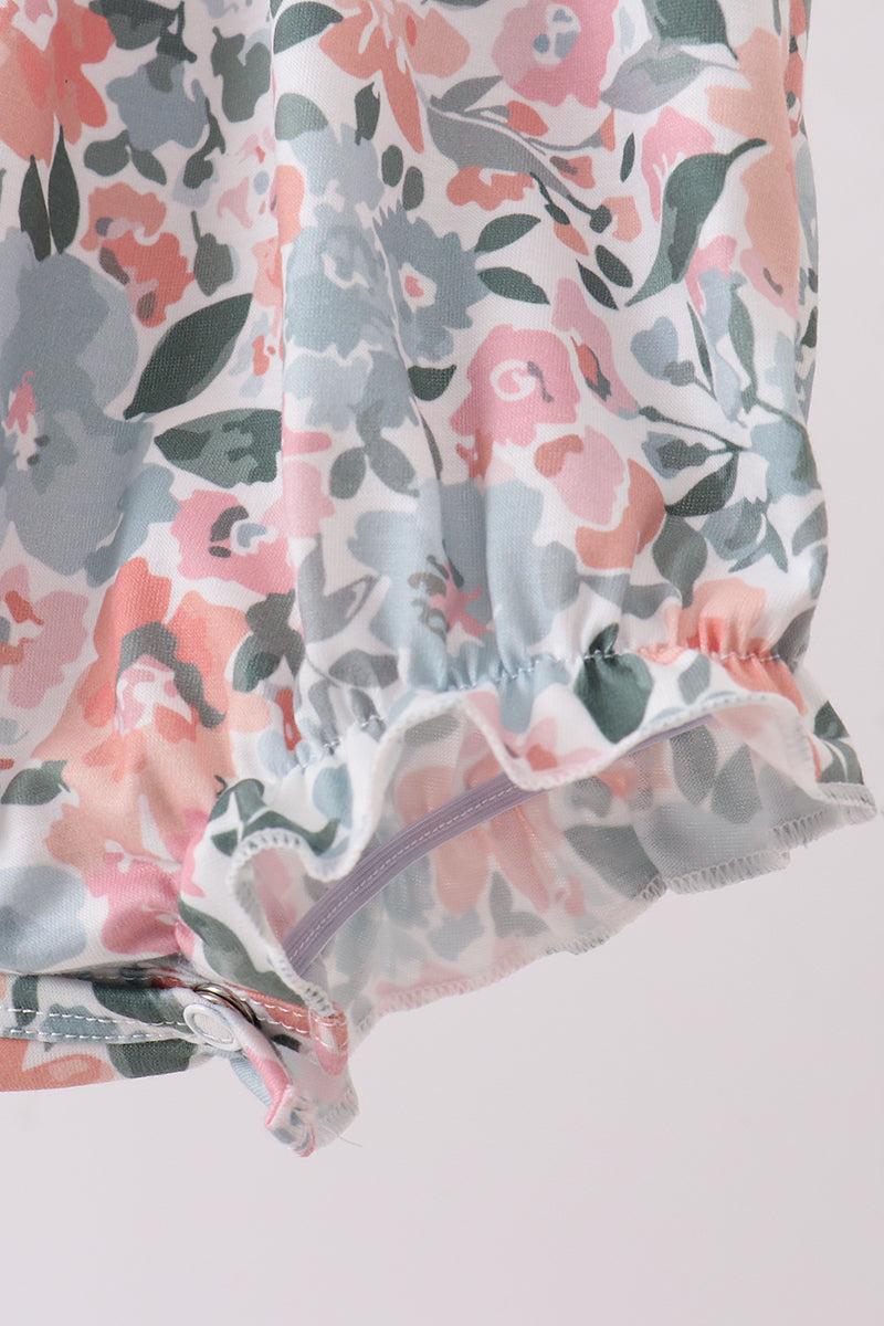 Pink Floral Smocked Bubble