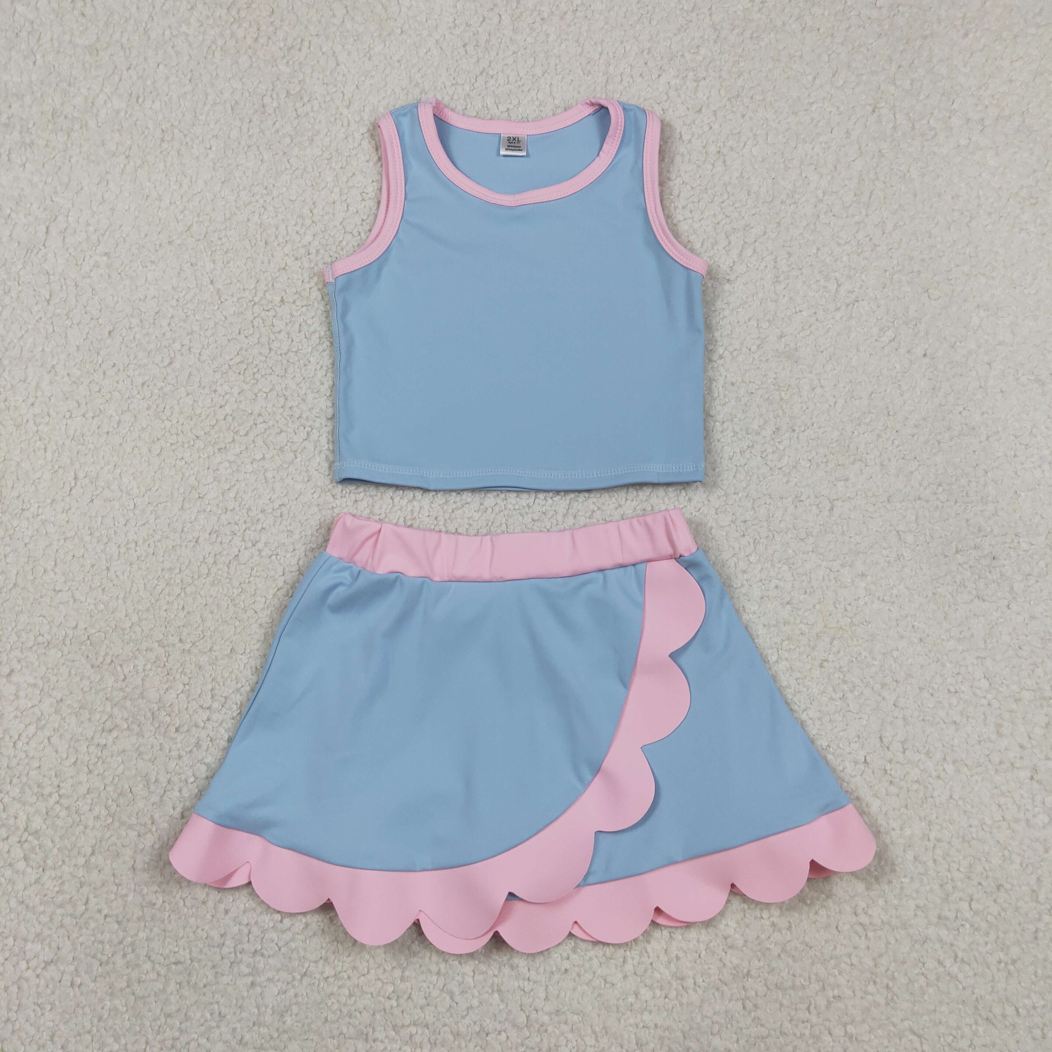 Blue Performance Scalloped Skorts Set