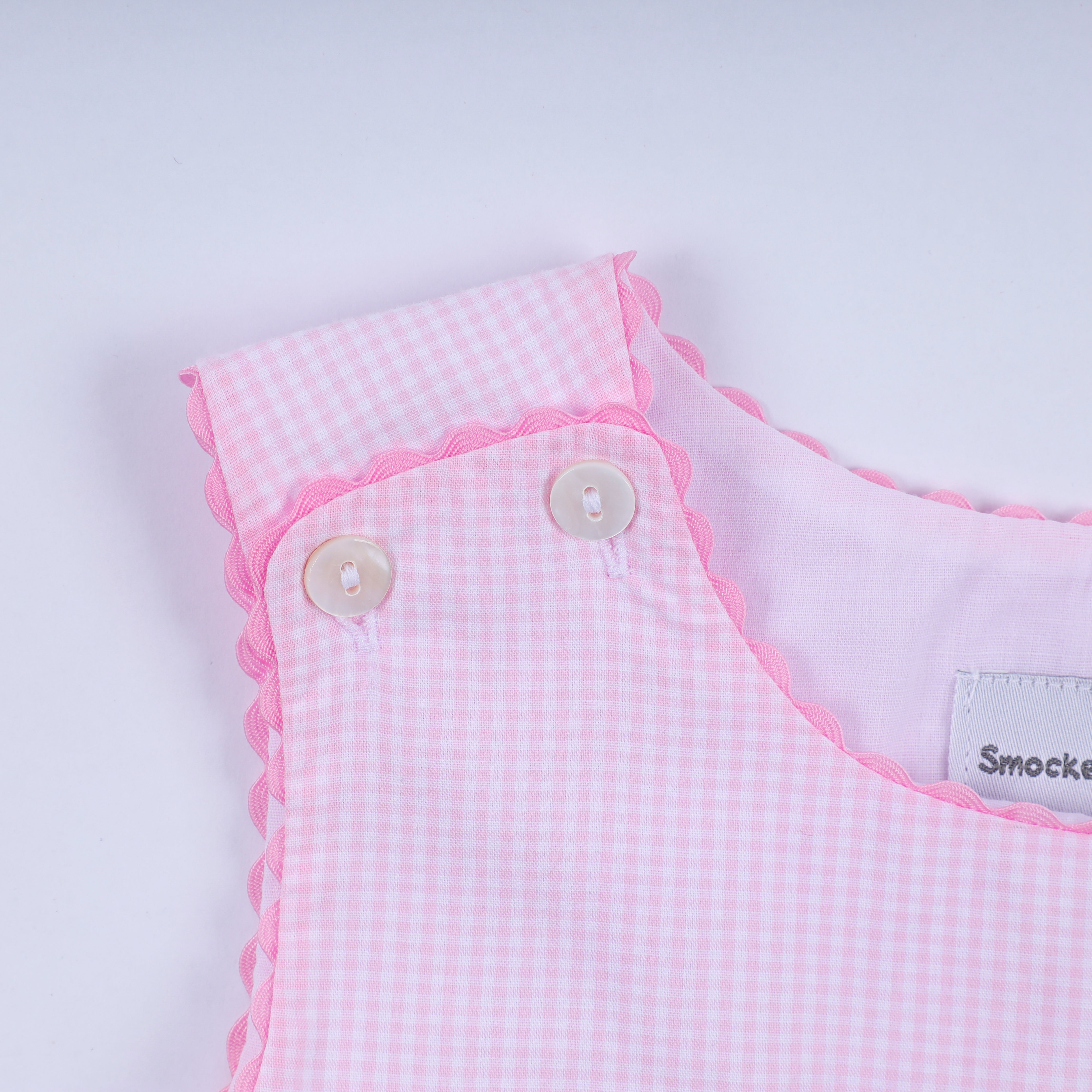 Pink princess hand smocked plaid dress