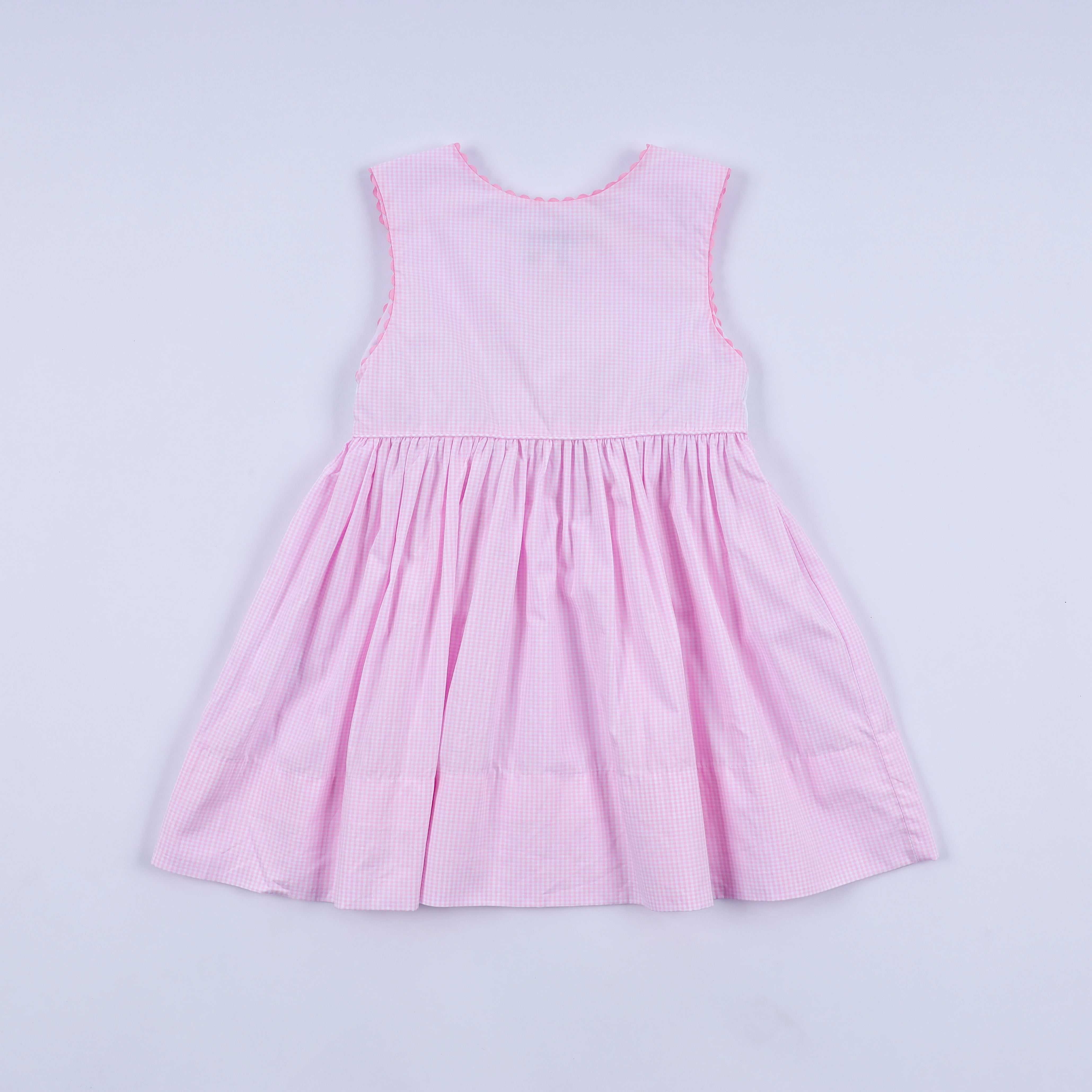 Pink princess hand smocked plaid dress