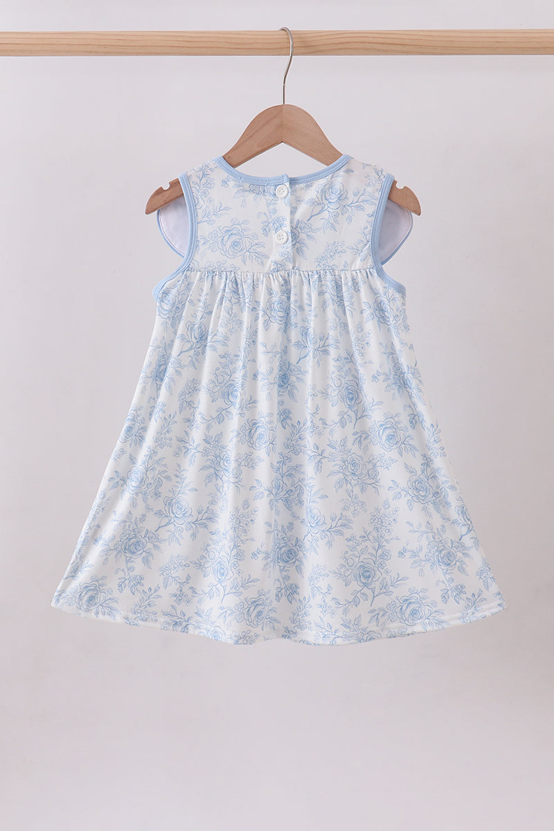 Blue whale embroidery dress