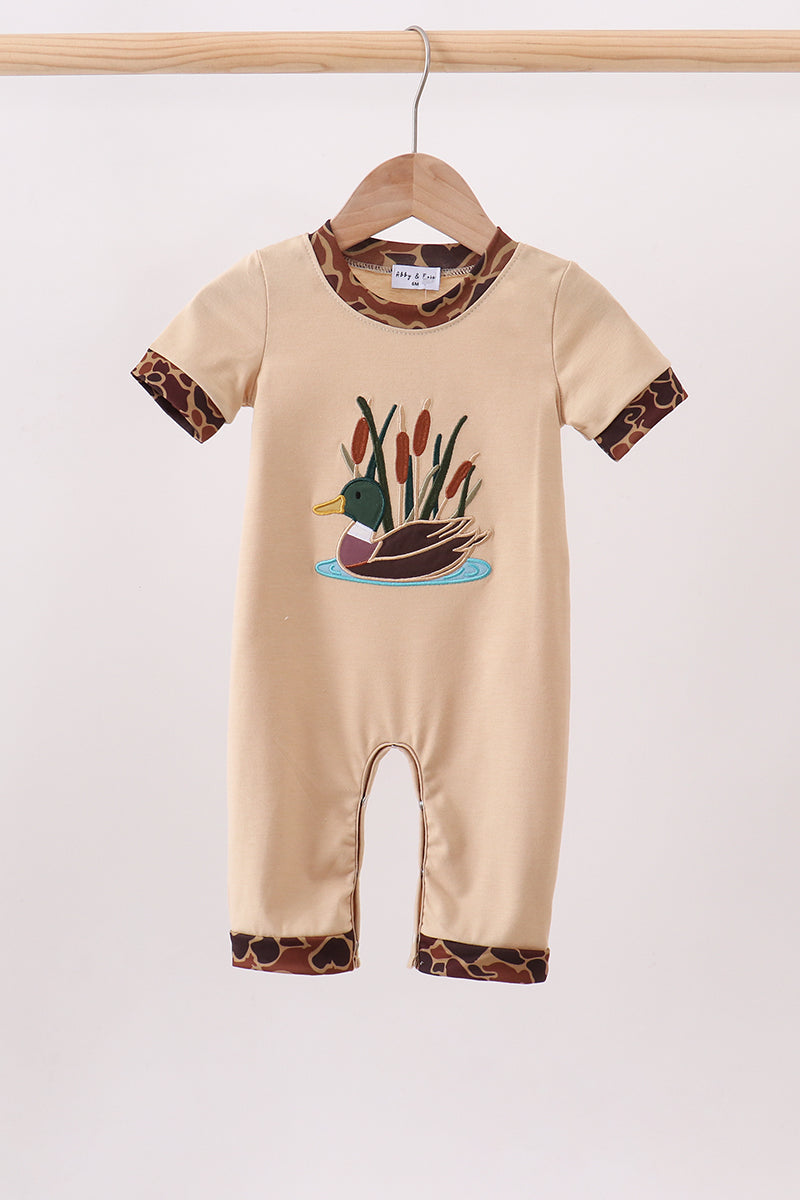 Camouflage duck applique romper