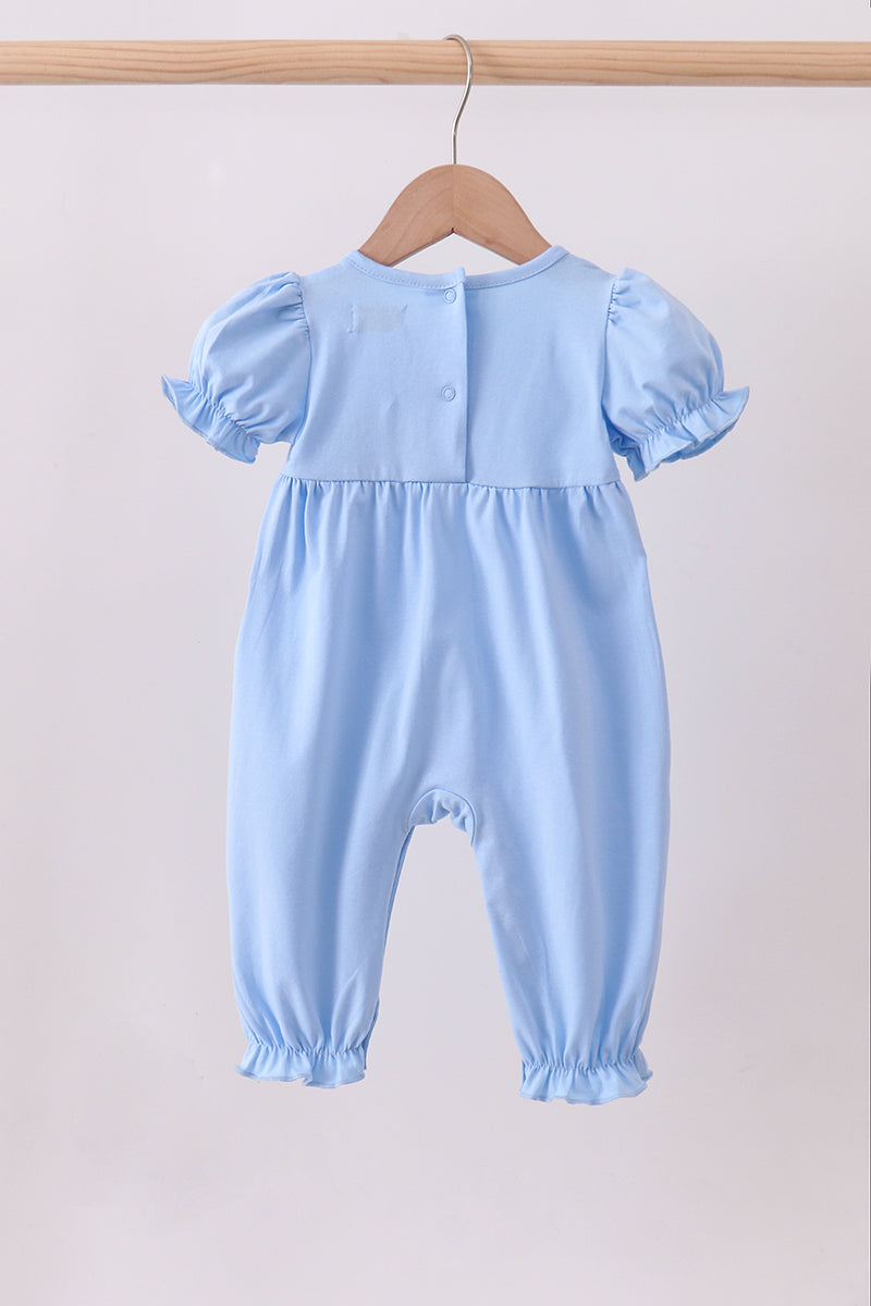 Blue bow applique romper