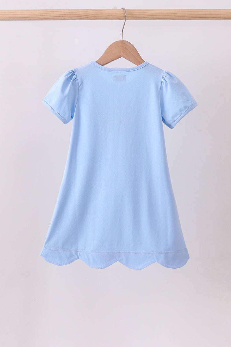 Blue bow applique dress